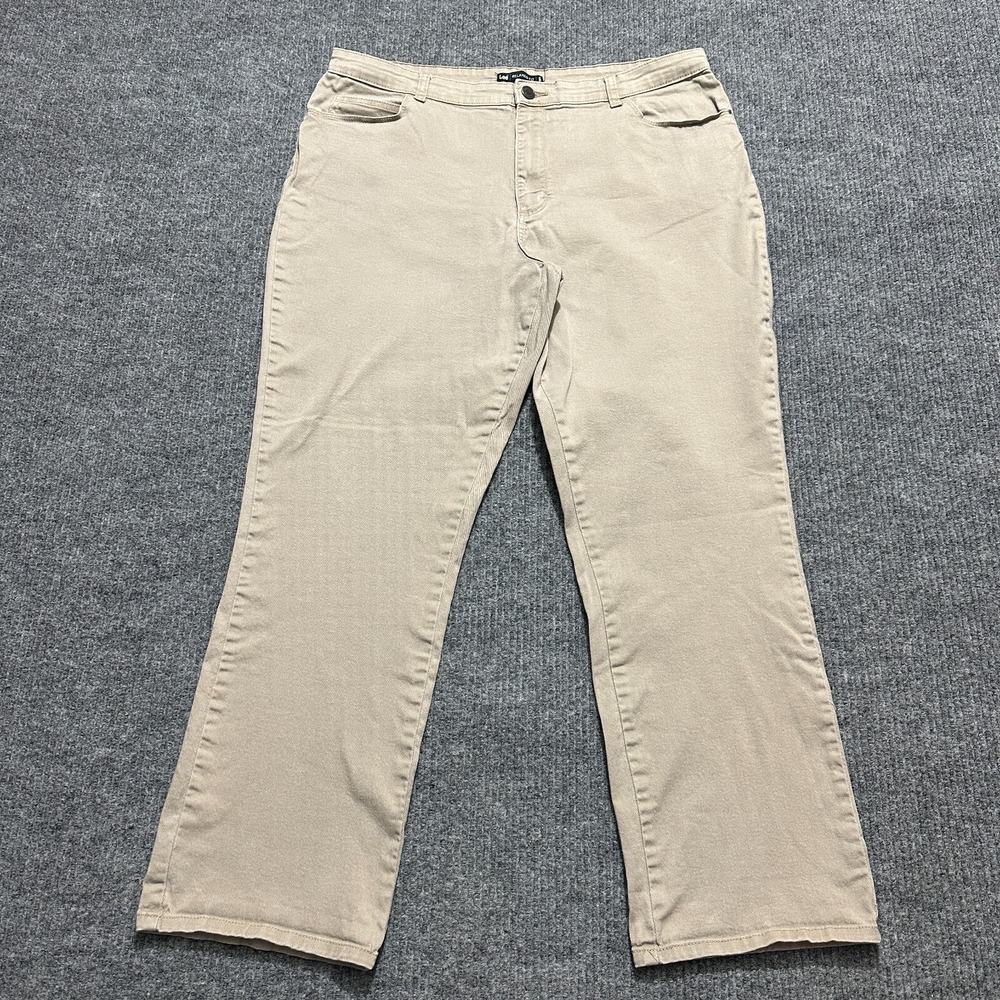 Lee 1880 Relaxed Fit Womens Pants Size 18M Beige Flat‎ Front Chino High Rise
